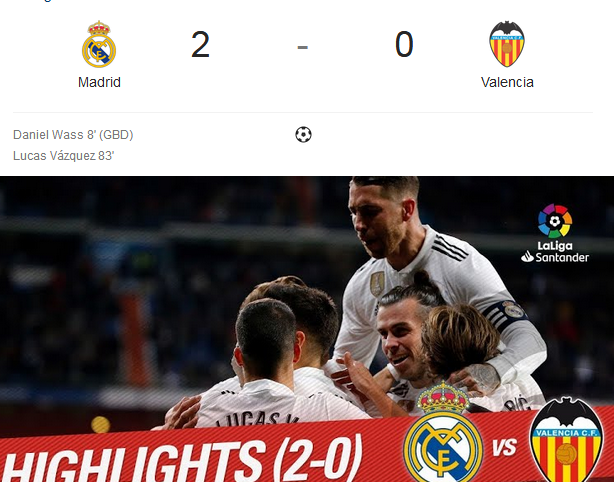 Madrid Naik 1 Tingkat Setelah Mengalahkan Valencia